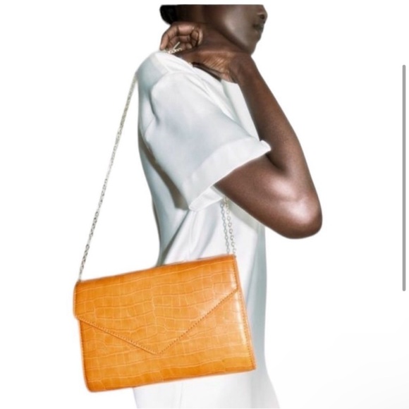 🥂Zara Orange Cross-Body Clutch - crocodile embossed - Picture 5 of 12